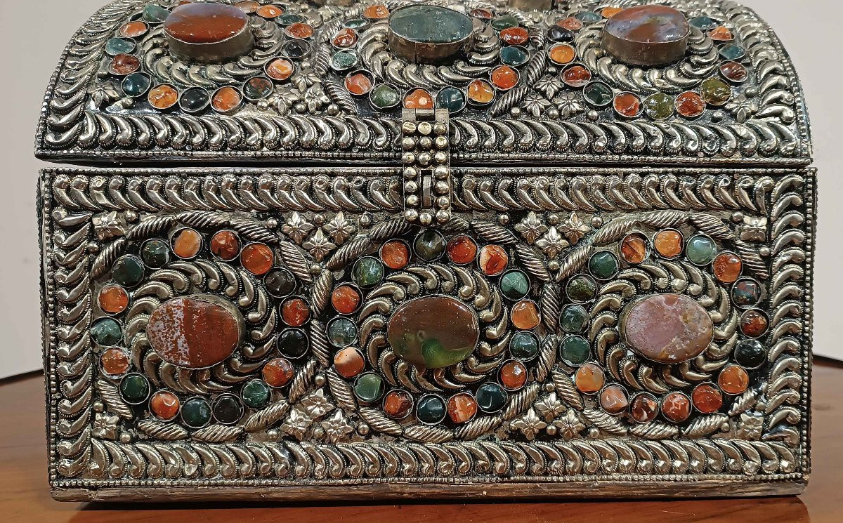 BAULETTO PORTAGIOIE CON PIETRE DURE XIX SECOLO-photo-3