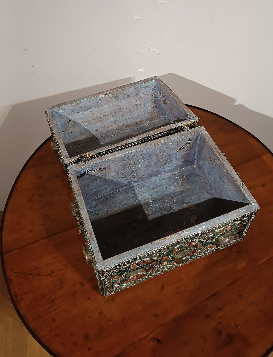 BAULETTO PORTAGIOIE CON PIETRE DURE XIX SECOLO-photo-5