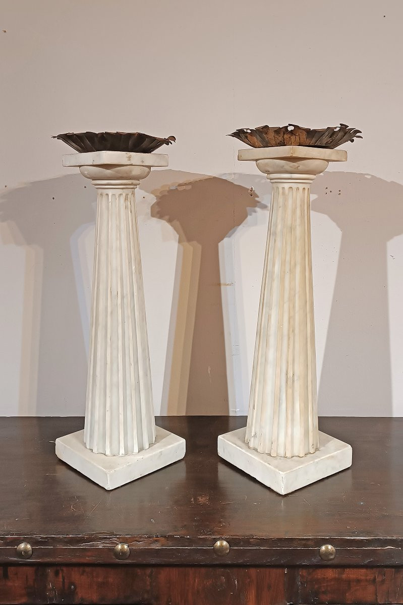 COPPIA DI CANDELABRI IN MARMO SECONDA META’ XVIII SECOLO-photo-7