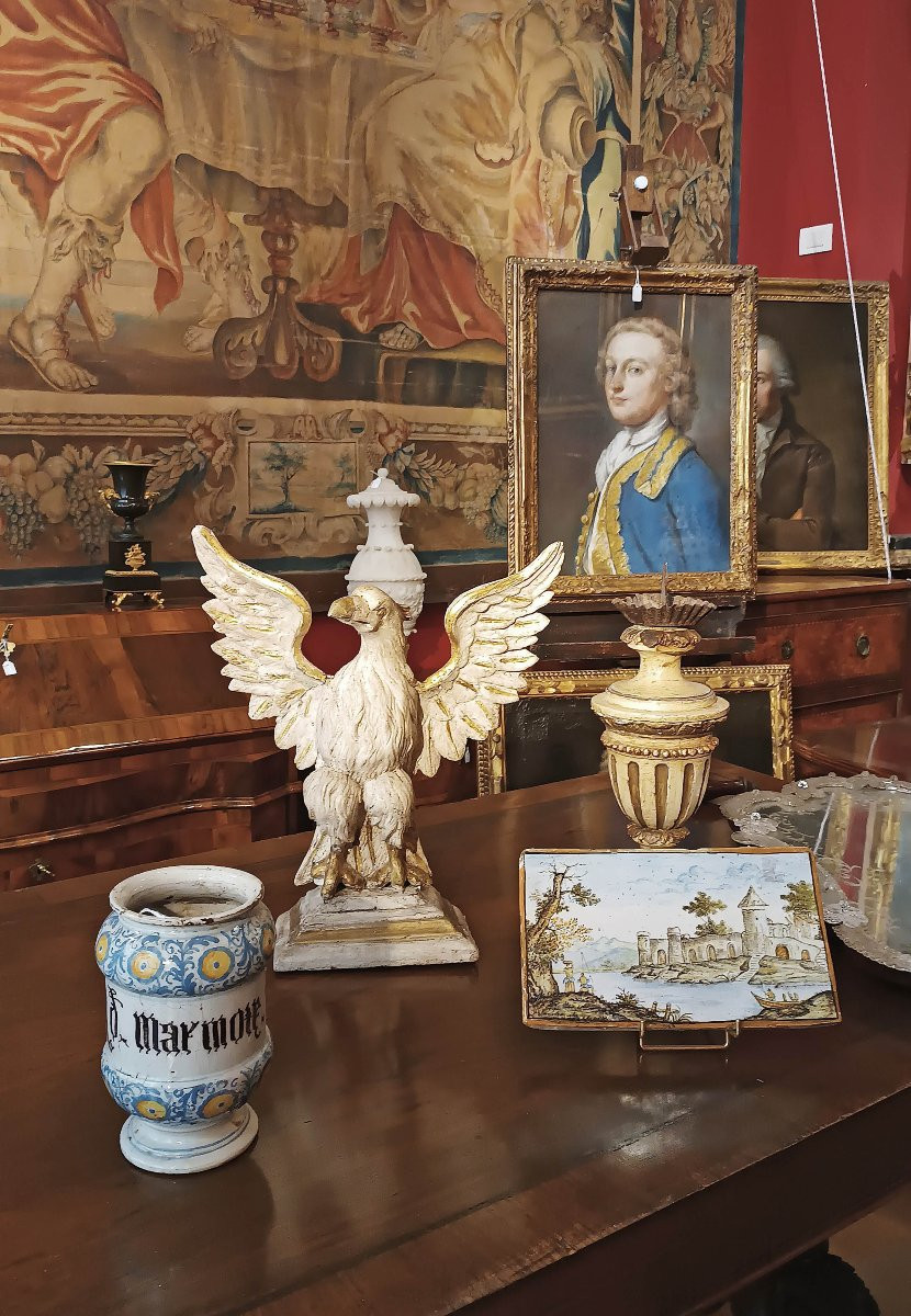 SCULTURA NEOCLASSICA DI AQUILA IN LEGNO DIPINTO FINE XVIII SECOLO-photo-7