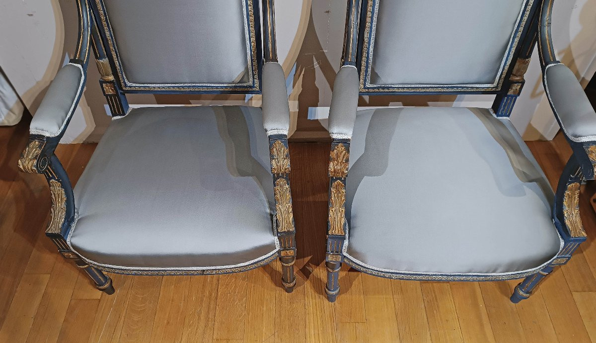 COPPIA DI POLTRONE NEOCLASSICHE FINE DEL XVIII SECOLO-photo-3