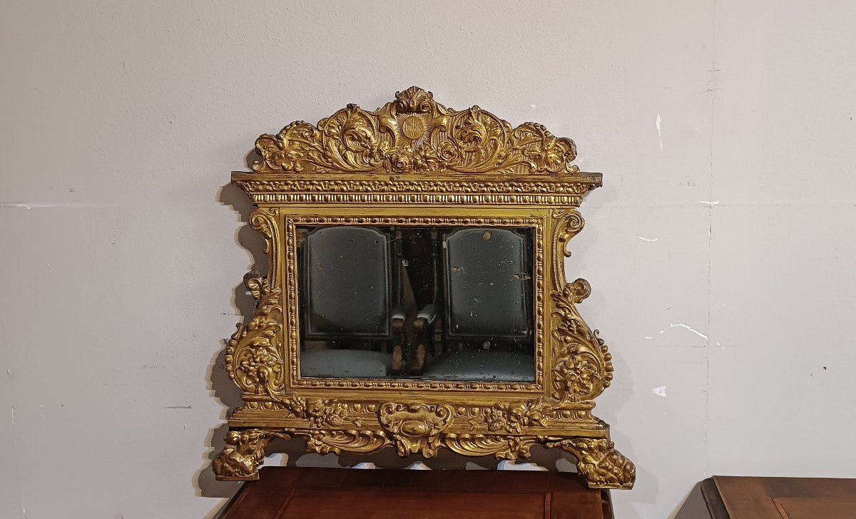 PICCOLA SPECCHIERA IN LAMINA OTTONE DORATO FINE XVIII SECOLO-photo-2