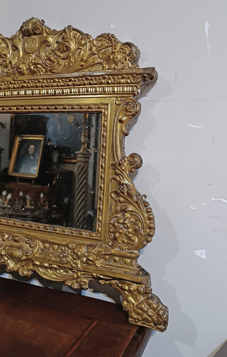 PICCOLA SPECCHIERA IN LAMINA OTTONE DORATO FINE XVIII SECOLO-photo-2