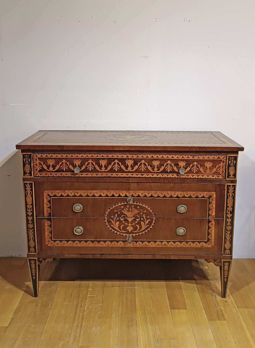 CASSETTONE NEOCLASSICO INTARSIATO DELLA FINE DEL XVIII SECOLO -photo-2