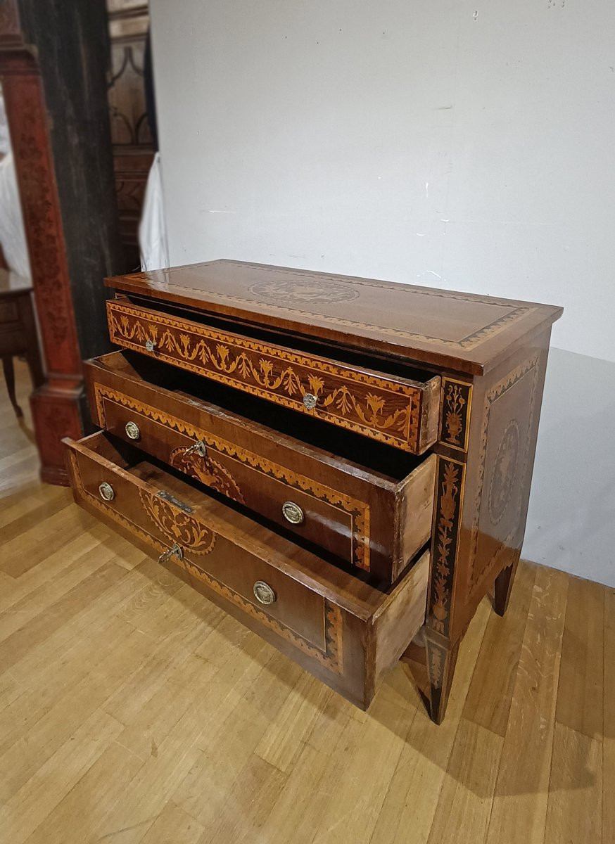 CASSETTONE NEOCLASSICO INTARSIATO DELLA FINE DEL XVIII SECOLO -photo-5