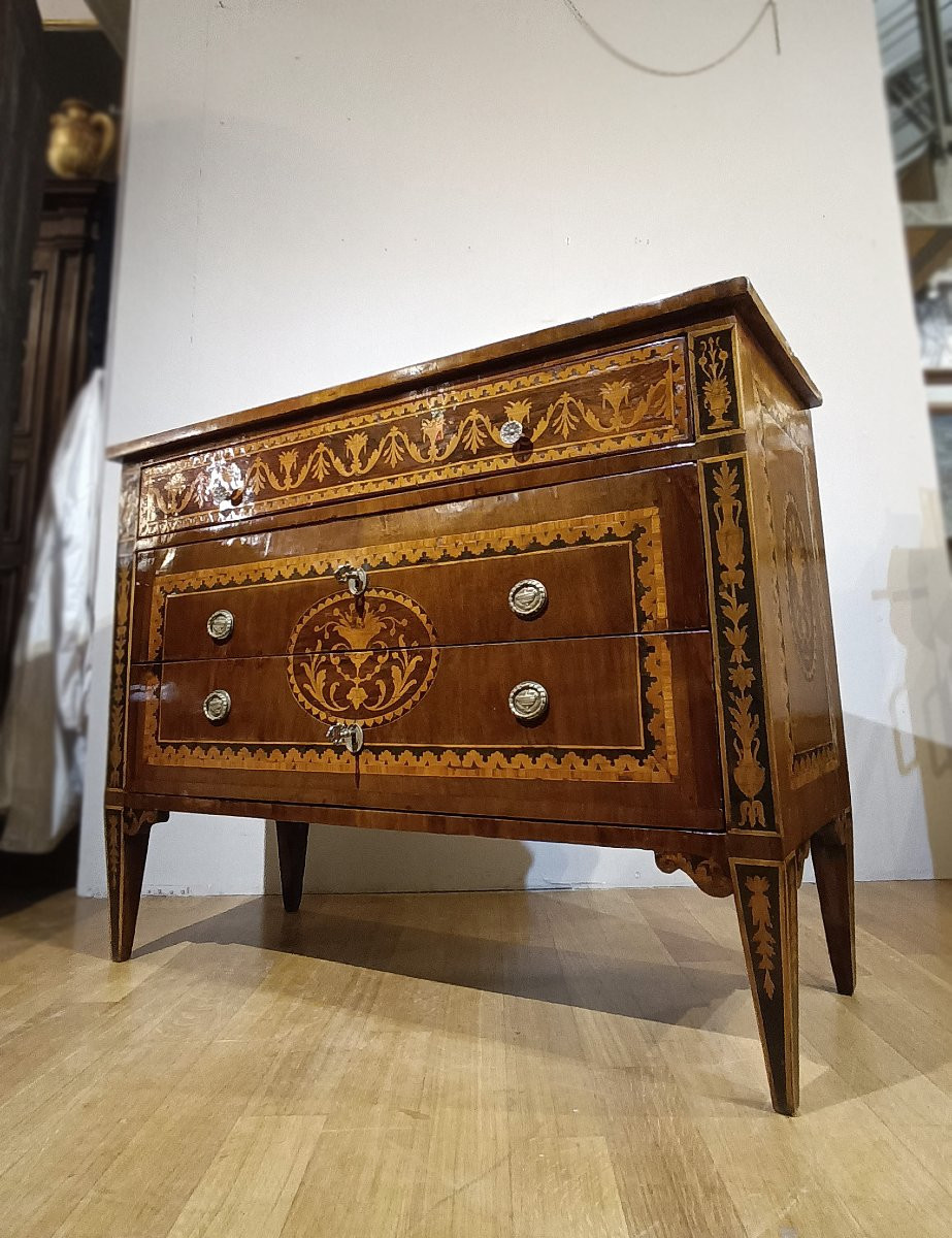 CASSETTONE NEOCLASSICO INTARSIATO DELLA FINE DEL XVIII SECOLO -photo-7
