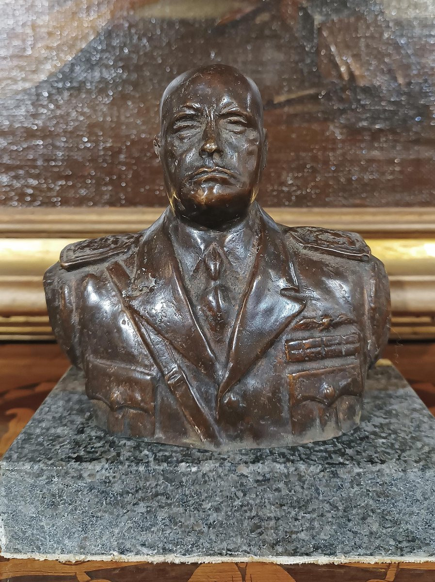 BUSTO IN BRONZO DI BENITO MUSSOLINI ANNI ‘30-photo-3