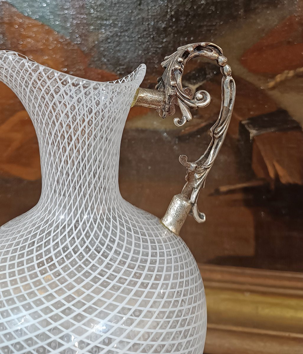 BROCCA VENEZIANA IN VETRO E ARGENTO XVIII SECOLO -photo-2