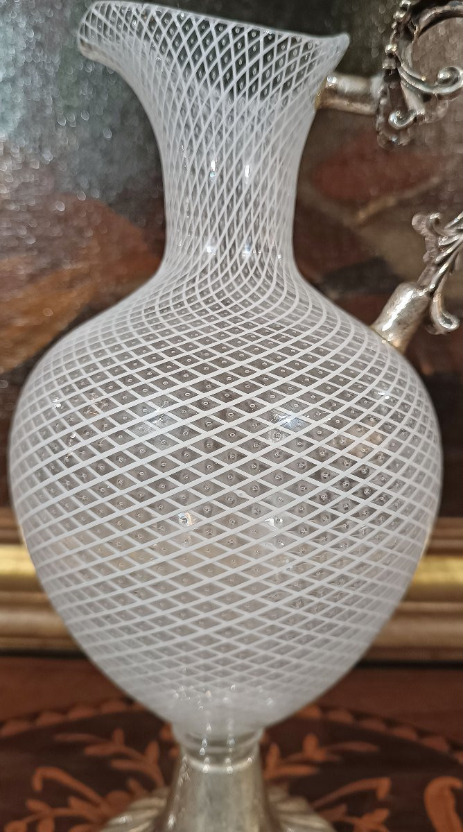 BROCCA VENEZIANA IN VETRO E ARGENTO XVIII SECOLO -photo-3