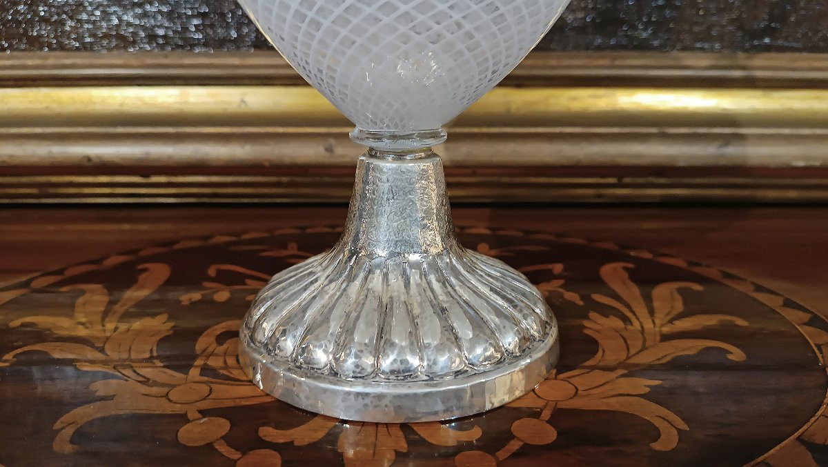 BROCCA VENEZIANA IN VETRO E ARGENTO XVIII SECOLO -photo-4