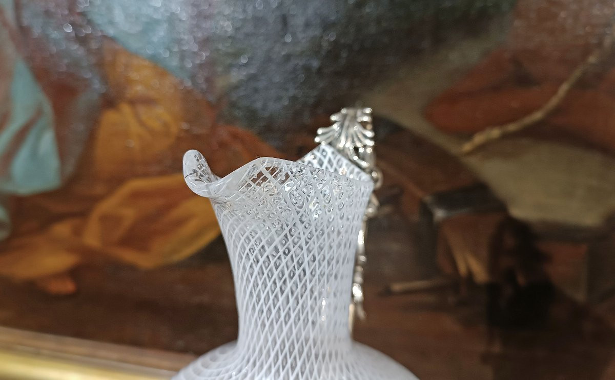 BROCCA VENEZIANA IN VETRO E ARGENTO XVIII SECOLO -photo-5