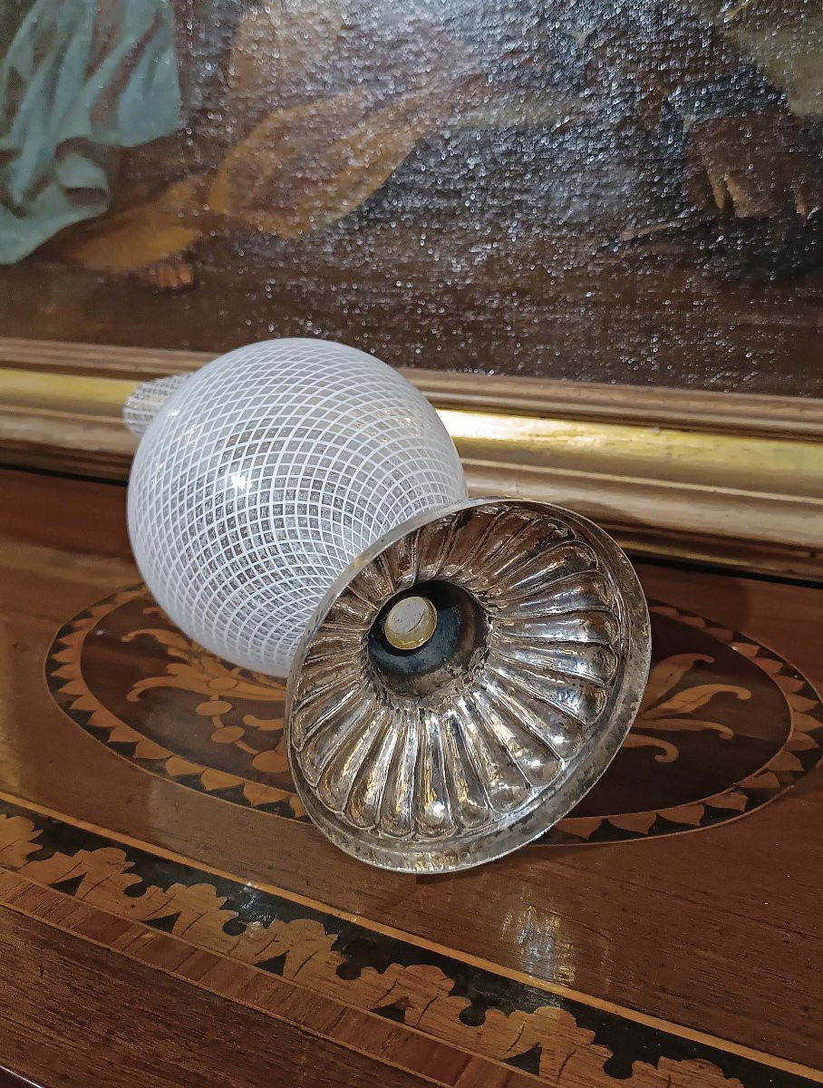 BROCCA VENEZIANA IN VETRO E ARGENTO XVIII SECOLO -photo-6