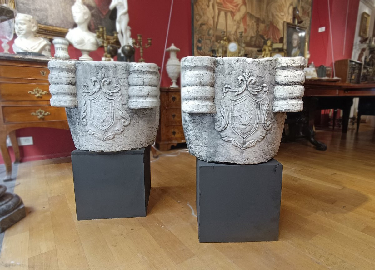 COPPIA DI MORTAI IN MARMO PRIMA META’ XVII SECOLO -photo-2