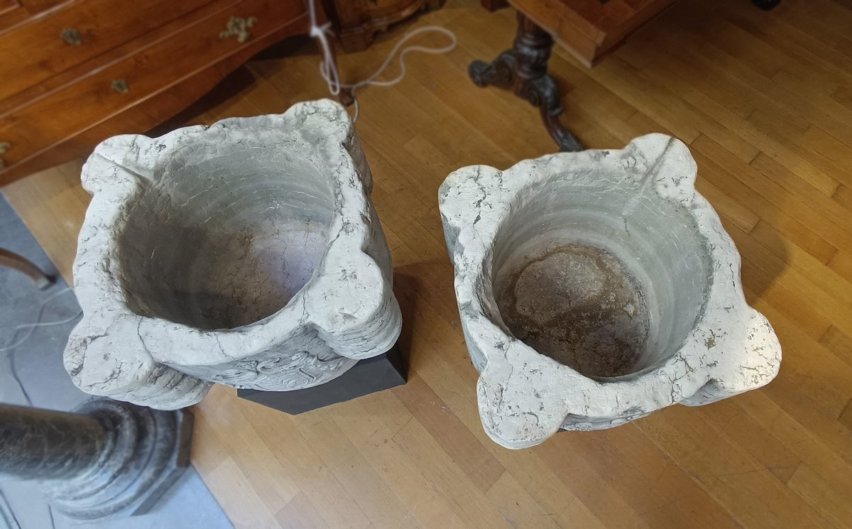 COPPIA DI MORTAI IN MARMO PRIMA META’ XVII SECOLO -photo-5
