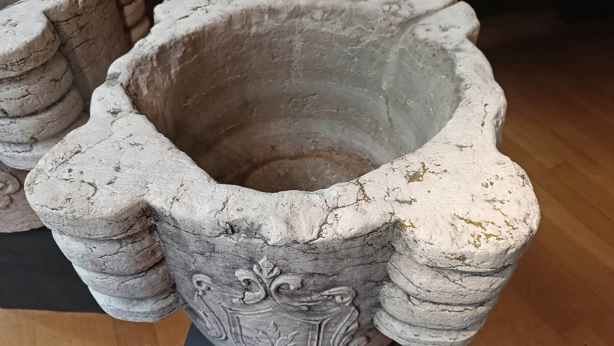 COPPIA DI MORTAI IN MARMO PRIMA META’ XVII SECOLO -photo-7