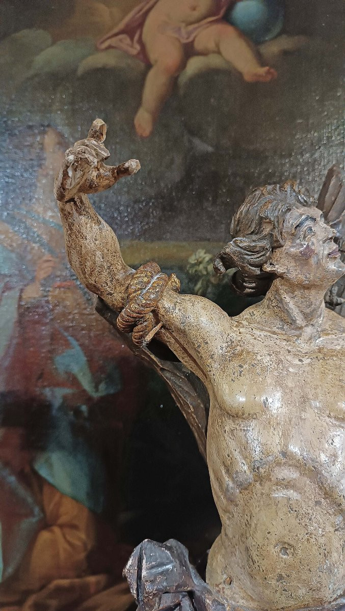 SCULTURA DI SAN SEBASTIANO IN LEGNO DIPINTO META’ XVIII SECOLO-photo-3