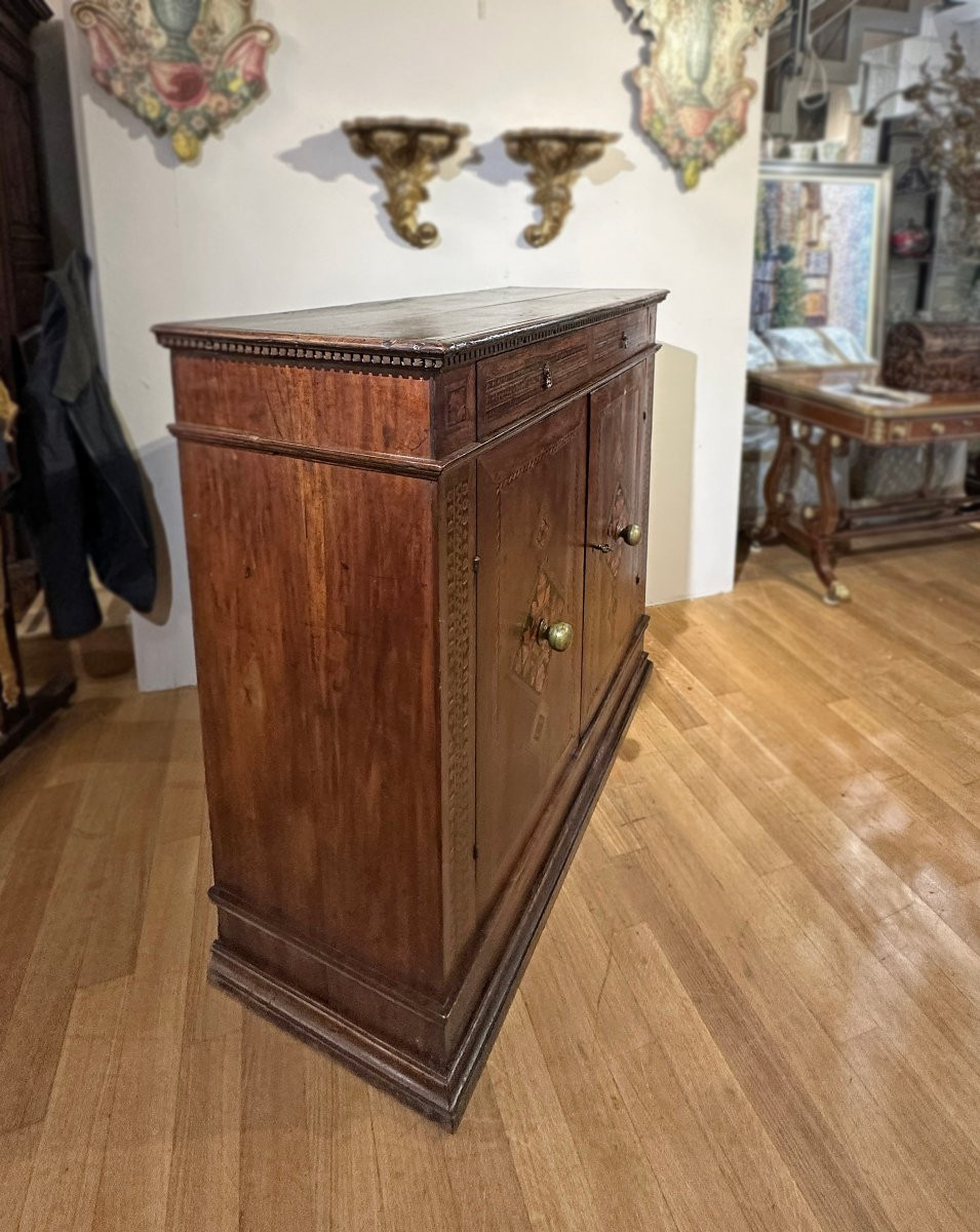 CREDENZA RINASCIMENTALE INTARSIATA INIZIO XVI SECOLO-photo-3