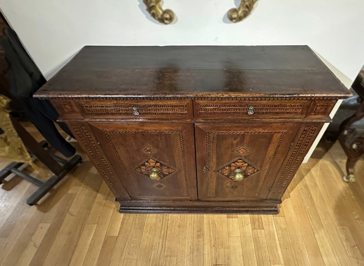 CREDENZA RINASCIMENTALE INTARSIATA INIZIO XVI SECOLO-photo-1