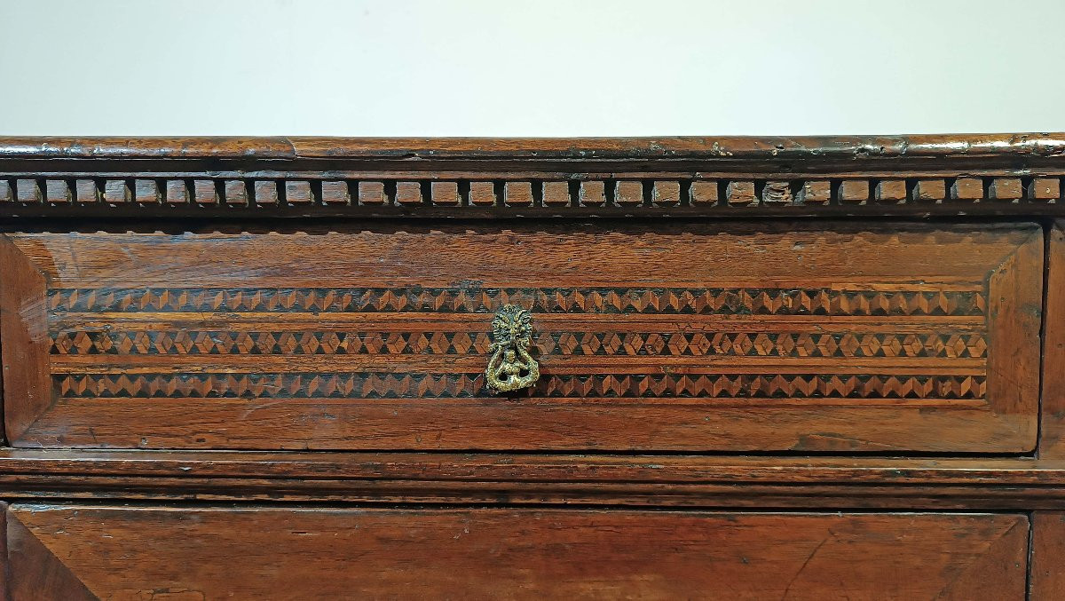 CREDENZA RINASCIMENTALE INTARSIATA INIZIO XVI SECOLO-photo-3