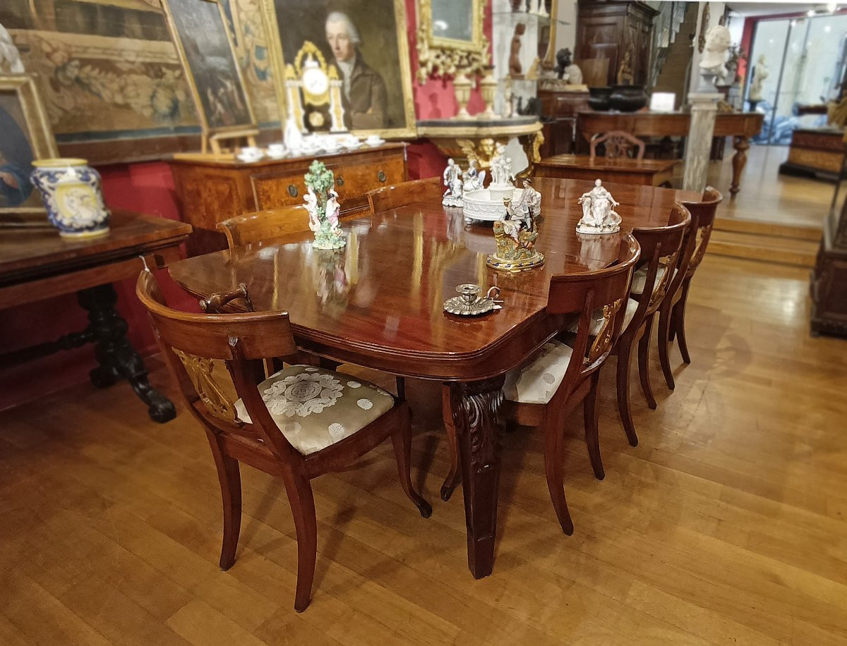 TAVOLO DA PRANZO IN MOGANO CARLO X PRIMA META’ XIX SECOLO -photo-6