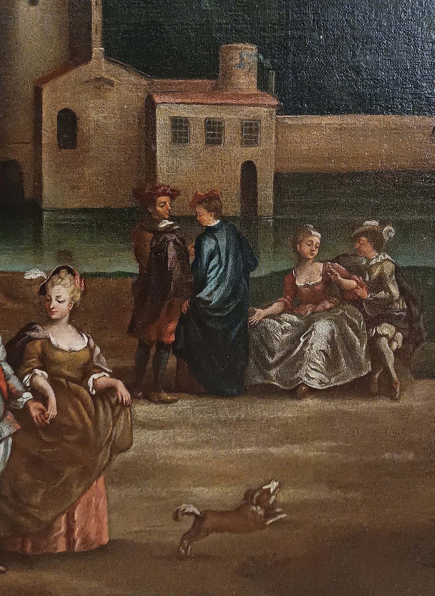 DIPINTO PAESAGGIO CON FIGURE FINE XVIII SECOLO -photo-3