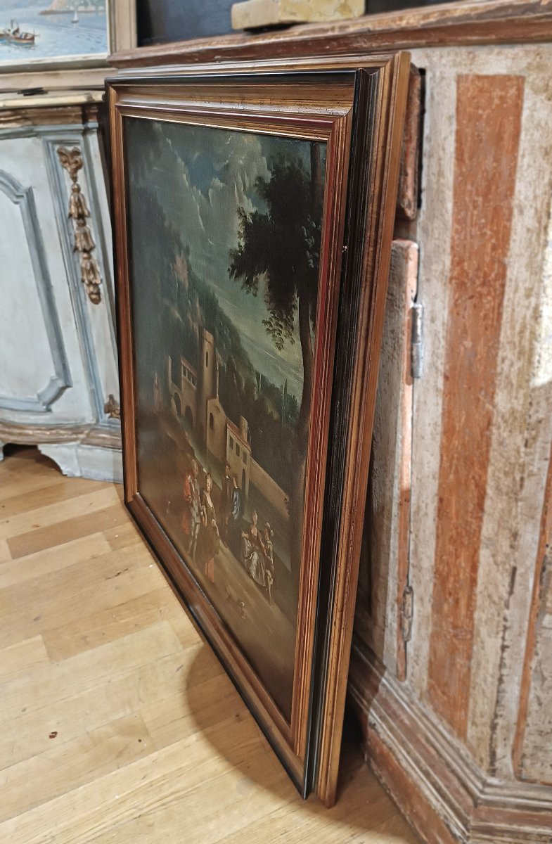 DIPINTO PAESAGGIO CON FIGURE FINE XVIII SECOLO -photo-5