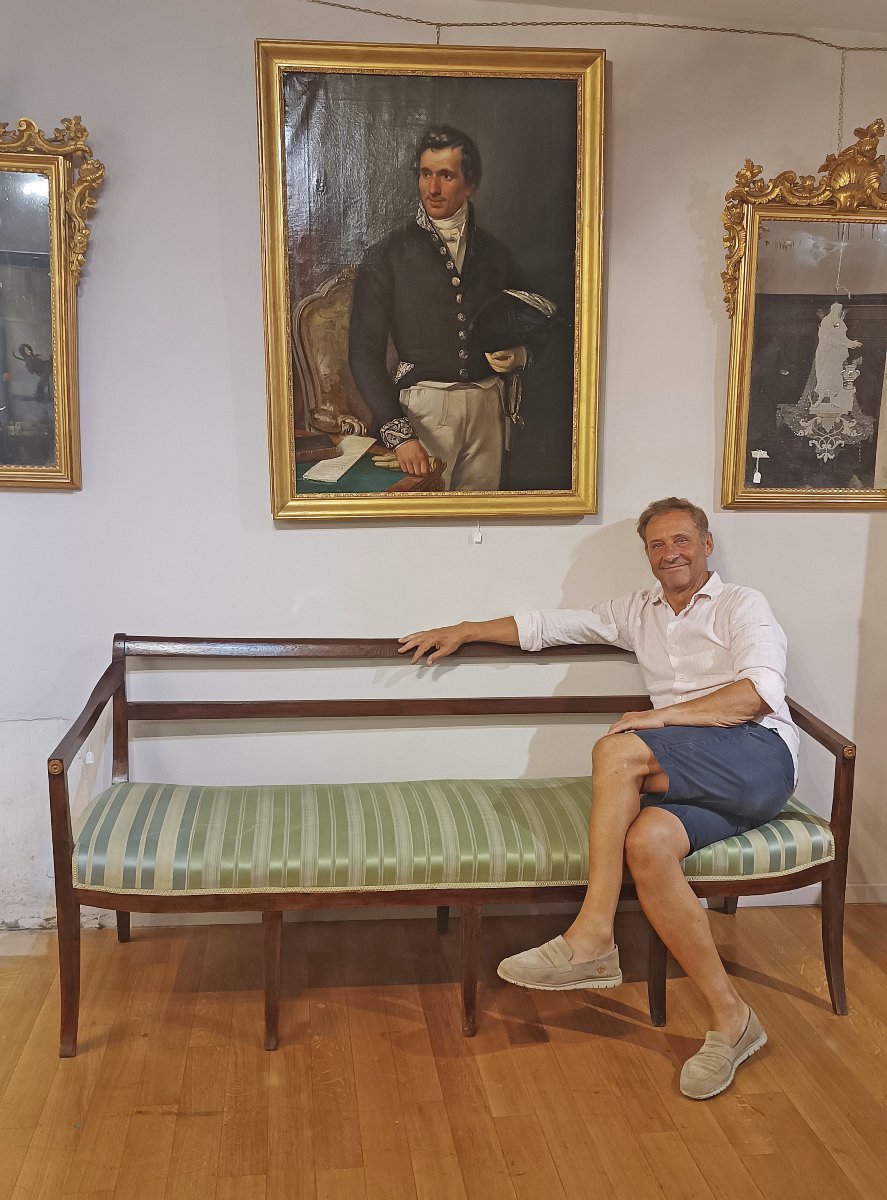 DIVANO IN NOCE NEOCLASSICO FINE DEL XVIII SECOLO-photo-5