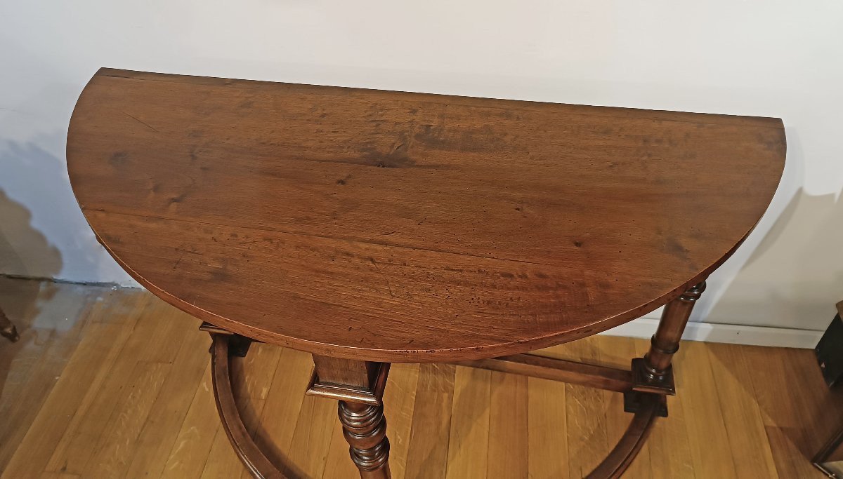 CONSOLLE A MEZZALUNA IN NOCE FINE DEL XVII SECOLO -photo-1