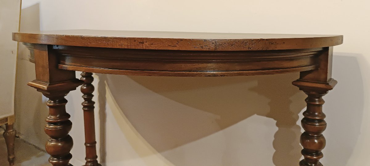 CONSOLLE A MEZZALUNA IN NOCE FINE DEL XVII SECOLO -photo-4