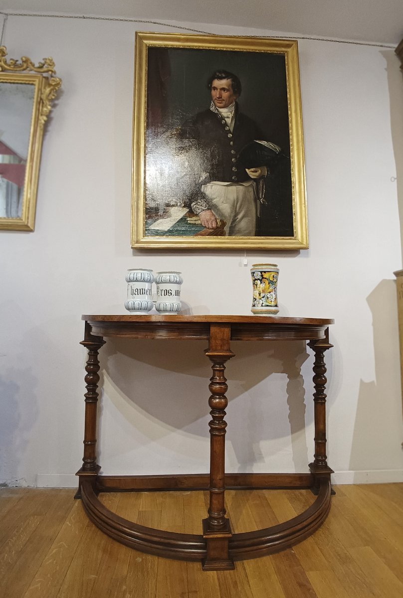 CONSOLLE A MEZZALUNA IN NOCE FINE DEL XVII SECOLO -photo-6