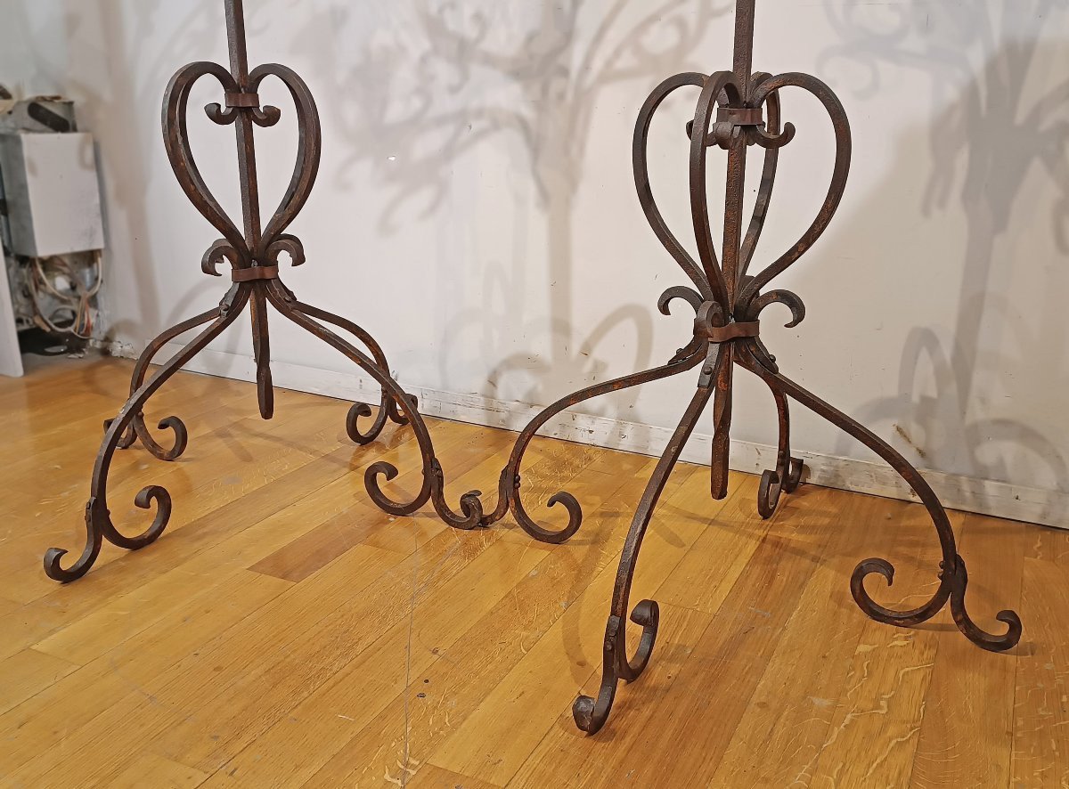 COPPIA DI TORCERE IN FERRO XIX SECOLO -photo-1