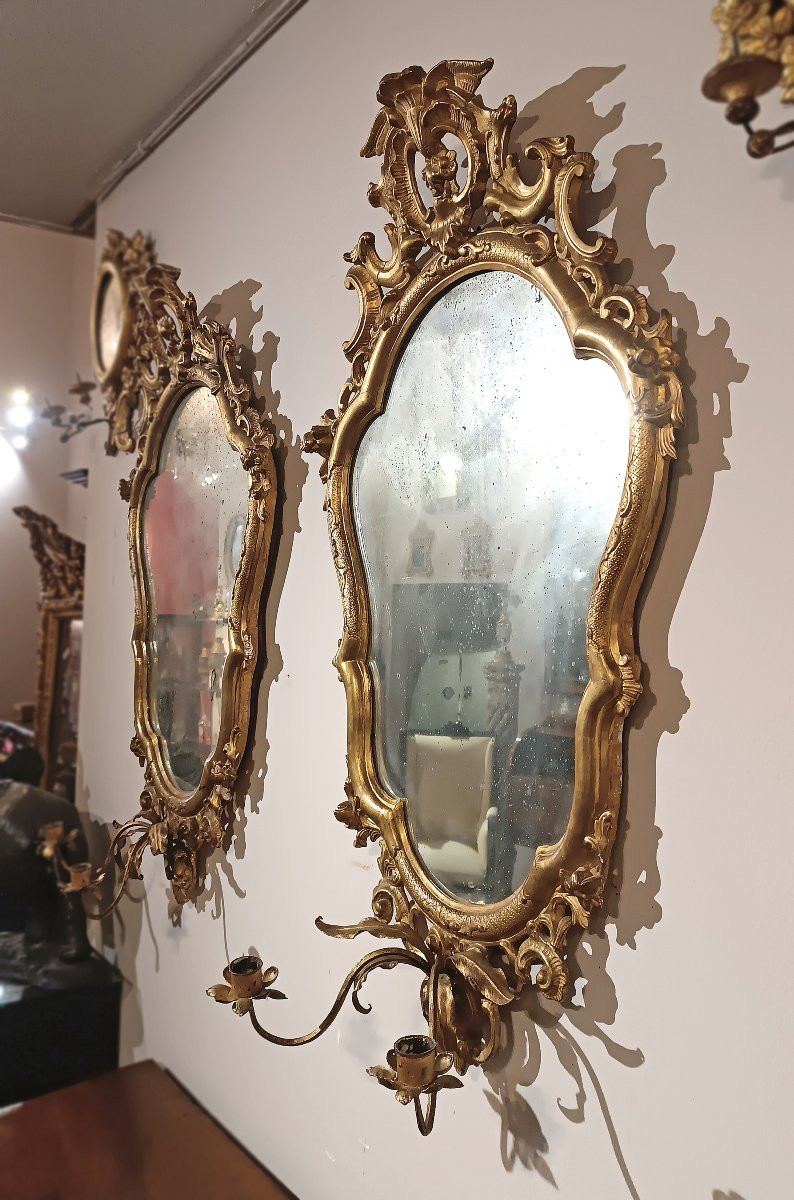 COPPIA DI SPECCHIERE DORATE LUIGI XV META’ XVIII SECOLO -photo-3