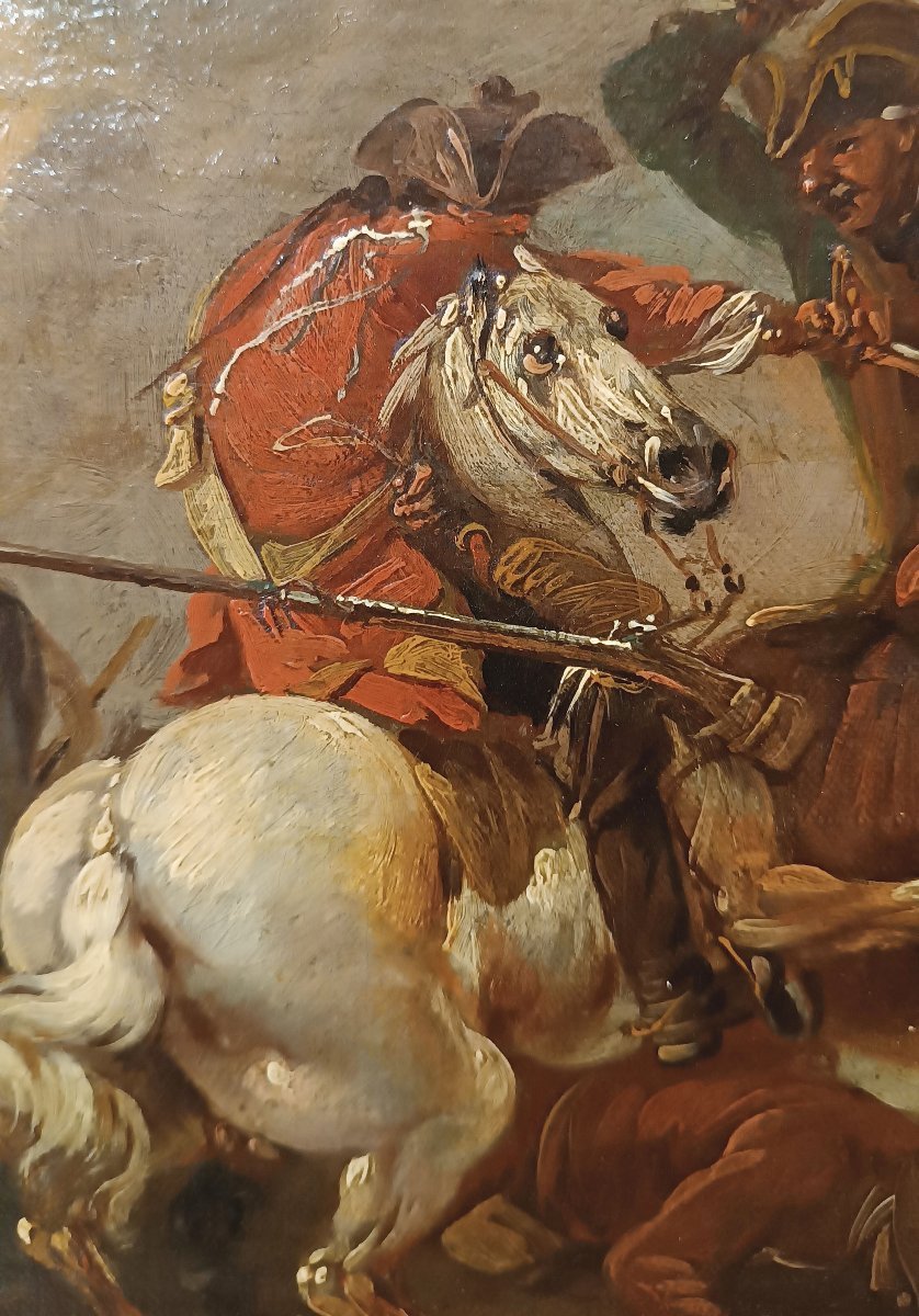 DIPINTO CON SCENA DI BATTAGLIA FINE DEL XVIII SECOLO -photo-1