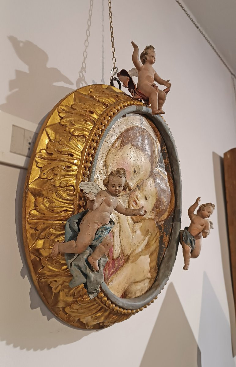 STUCCO POLICROMO CON MADONNA E BAMBINO FINE XVI SECOLO -photo-2