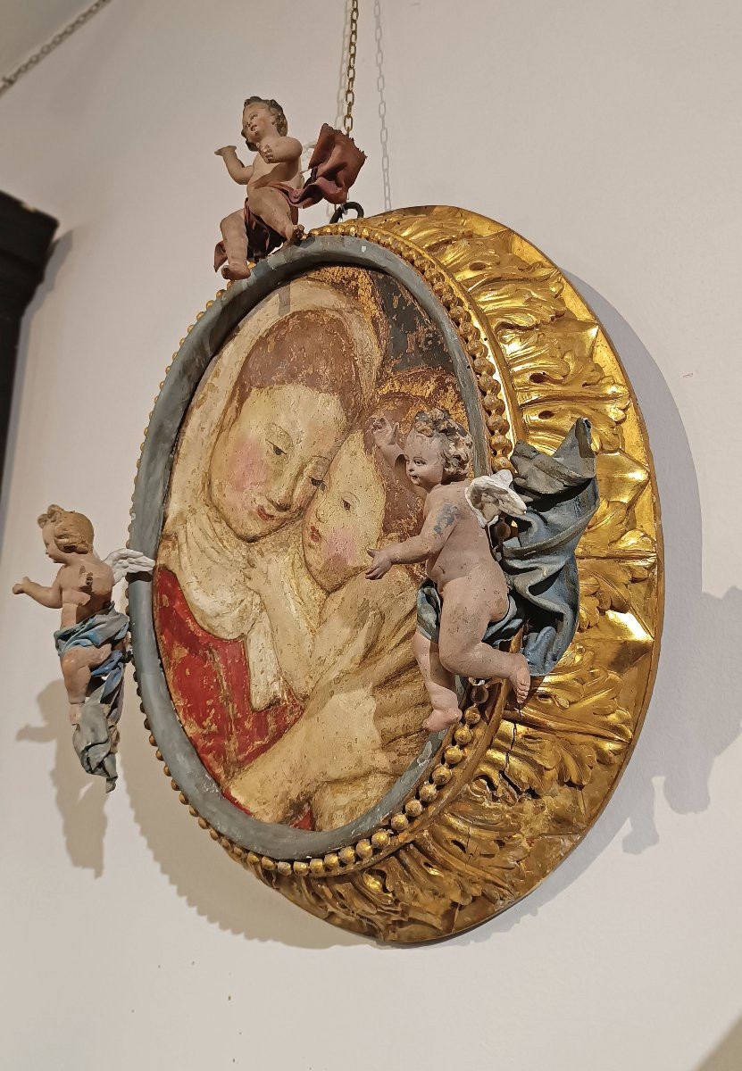 STUCCO POLICROMO CON MADONNA E BAMBINO FINE XVI SECOLO -photo-3