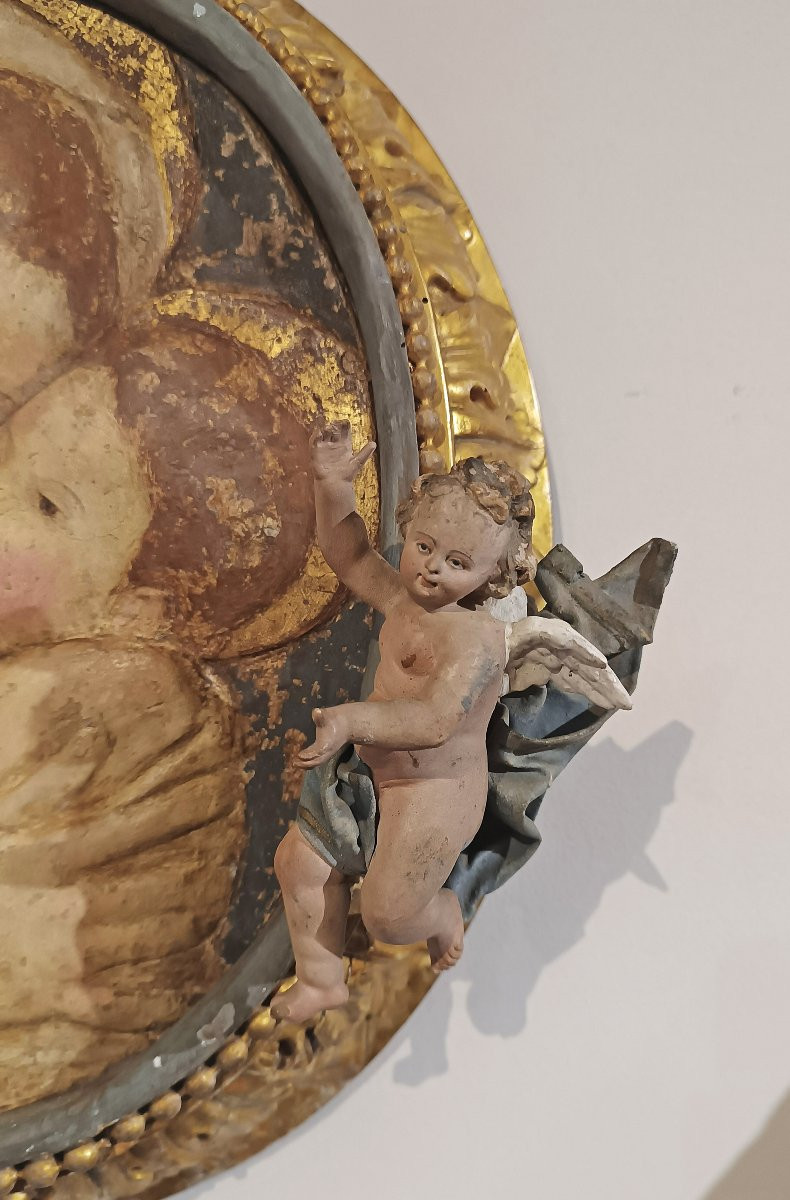 STUCCO POLICROMO CON MADONNA E BAMBINO FINE XVI SECOLO -photo-2