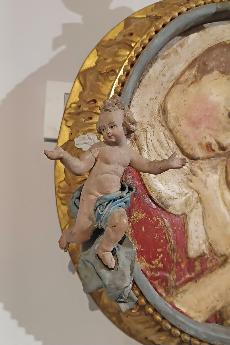 STUCCO POLICROMO CON MADONNA E BAMBINO FINE XVI SECOLO -photo-3