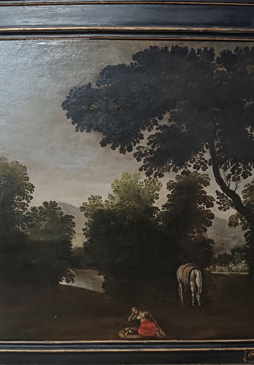 DIPINTO CON PAESAGGIO E FIGURA FINE XVII SECOLO -photo-1