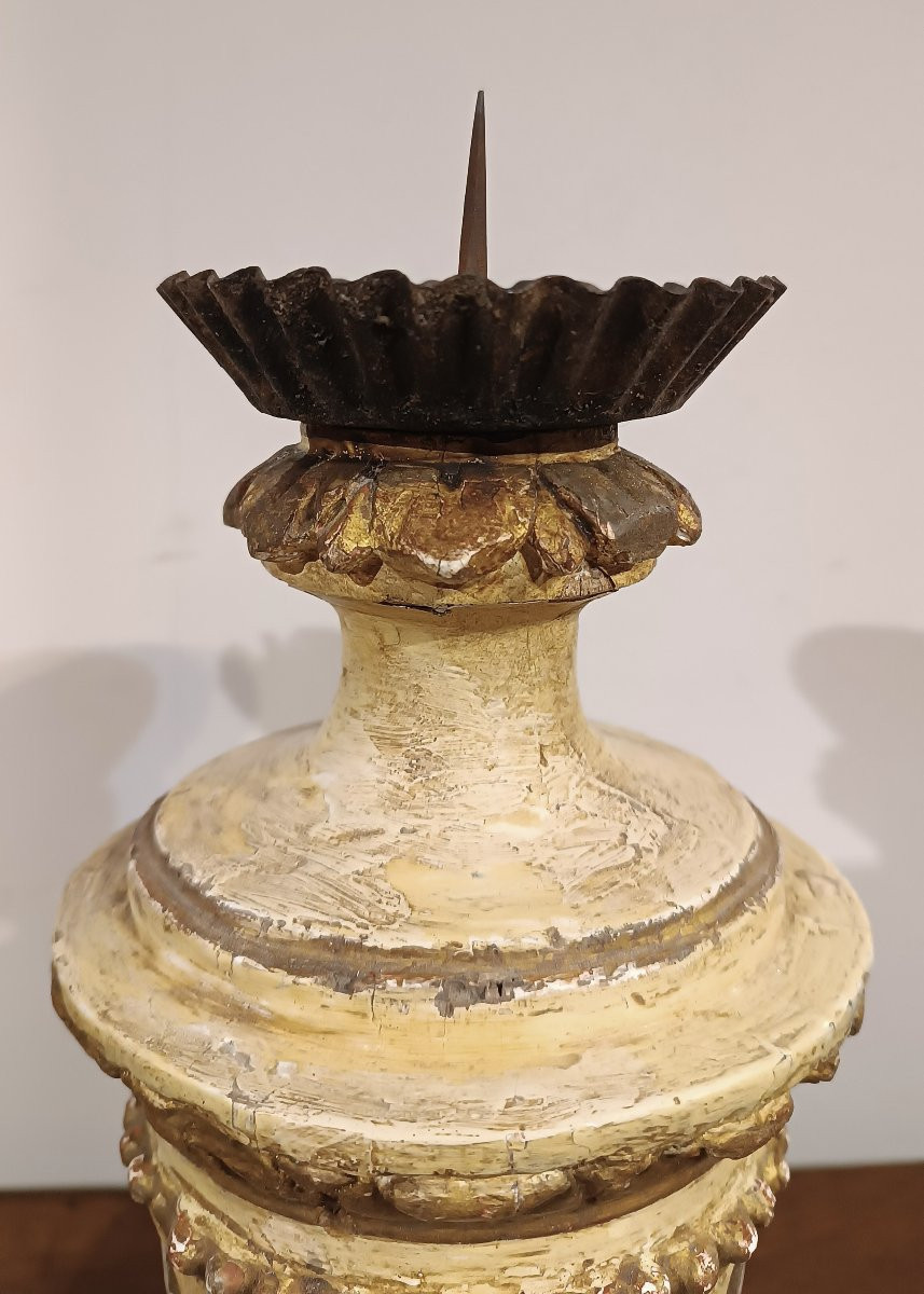 COPPIA DI CANDELABRI LACCATI E DORATI SECONDA META’ XVIII SECOLO-photo-1