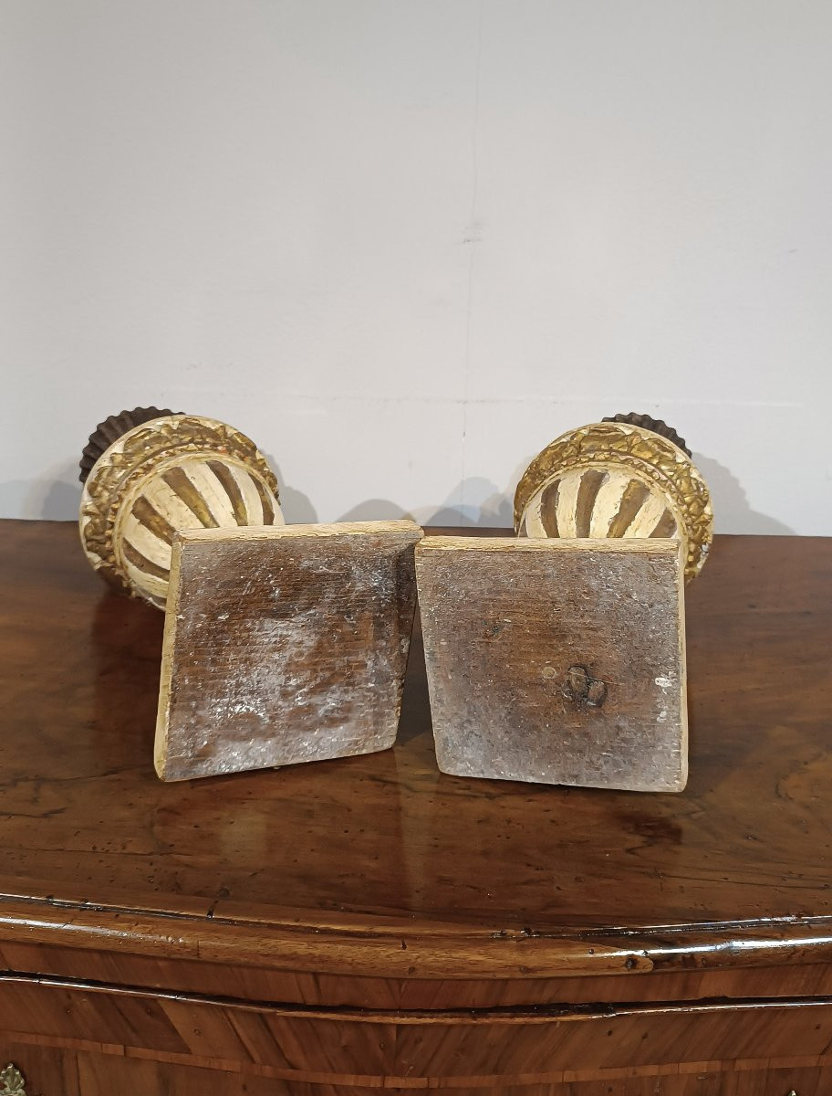 COPPIA DI CANDELABRI LACCATI E DORATI SECONDA META’ XVIII SECOLO-photo-6