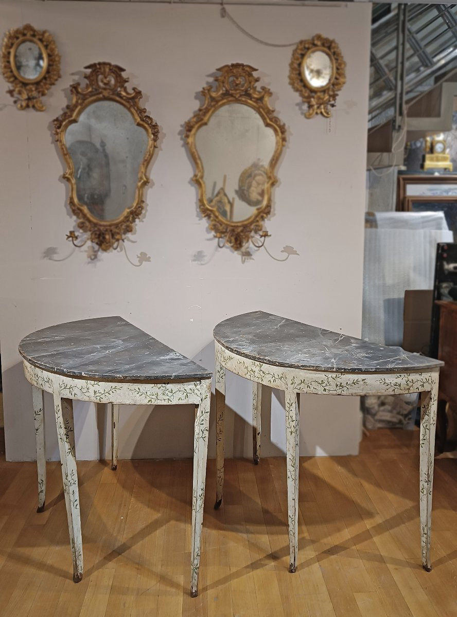 COPPIA DI CONSOLLES DIPINTE NEOCLASSICHE FINE XVIII SECOLO -photo-3