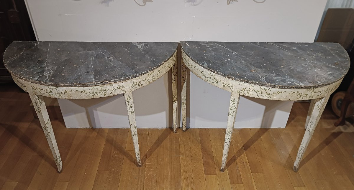 COPPIA DI CONSOLLES DIPINTE NEOCLASSICHE FINE XVIII SECOLO -photo-1