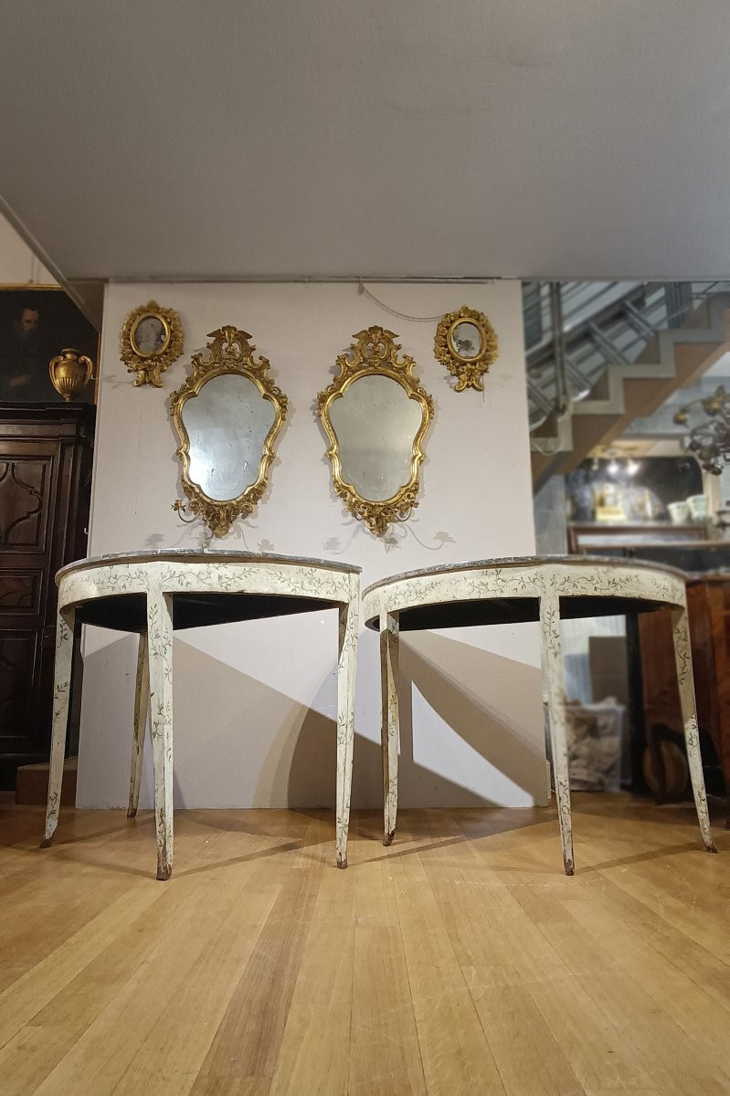 COPPIA DI CONSOLLES DIPINTE NEOCLASSICHE FINE XVIII SECOLO -photo-5