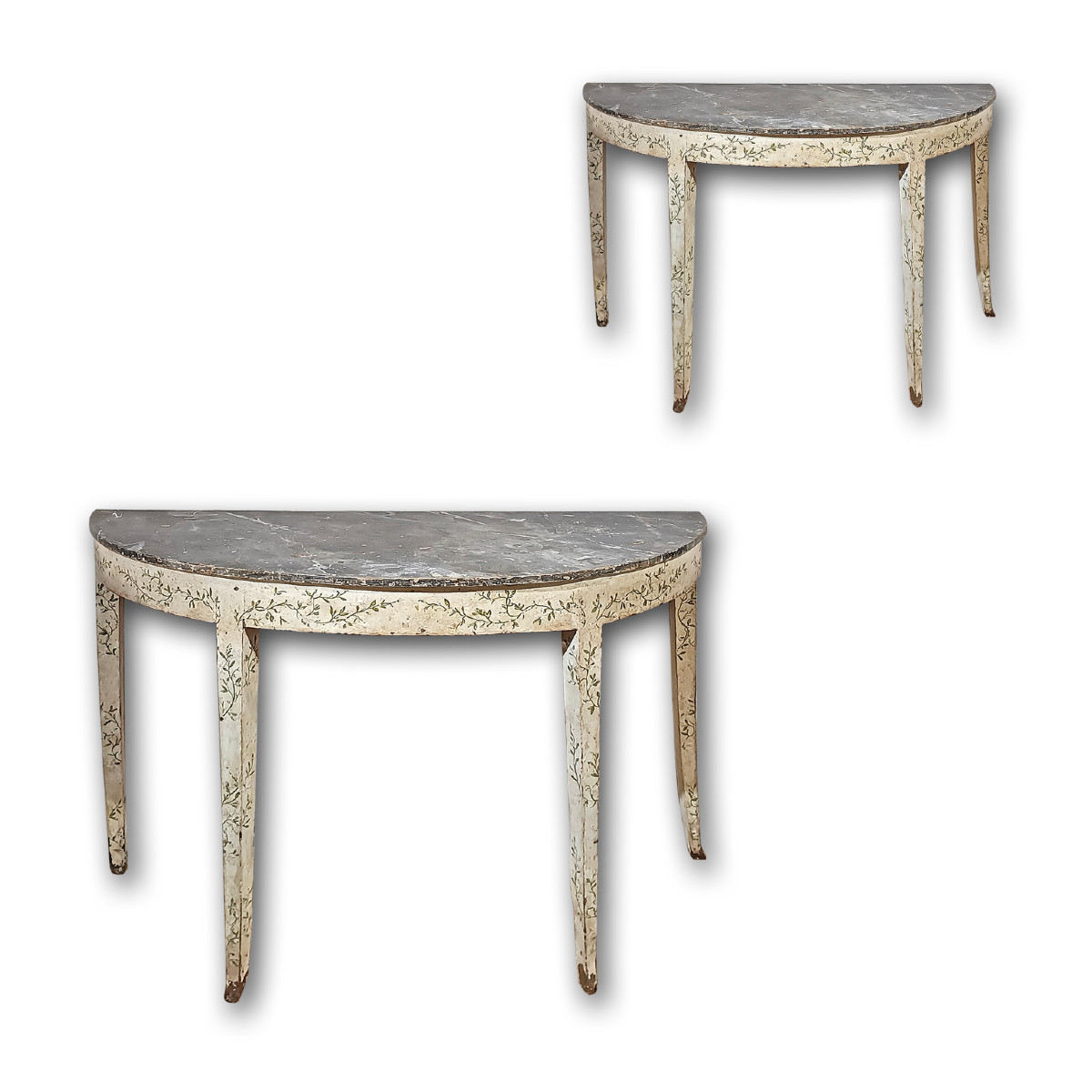 COPPIA DI CONSOLLES DIPINTE NEOCLASSICHE FINE XVIII SECOLO 