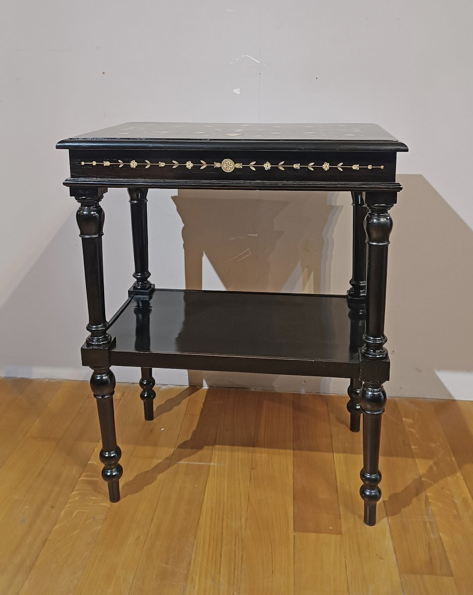 TAVOLINO EBANIZZATO CON INTARSI SECONDA META’ XIX SECOLO -photo-4