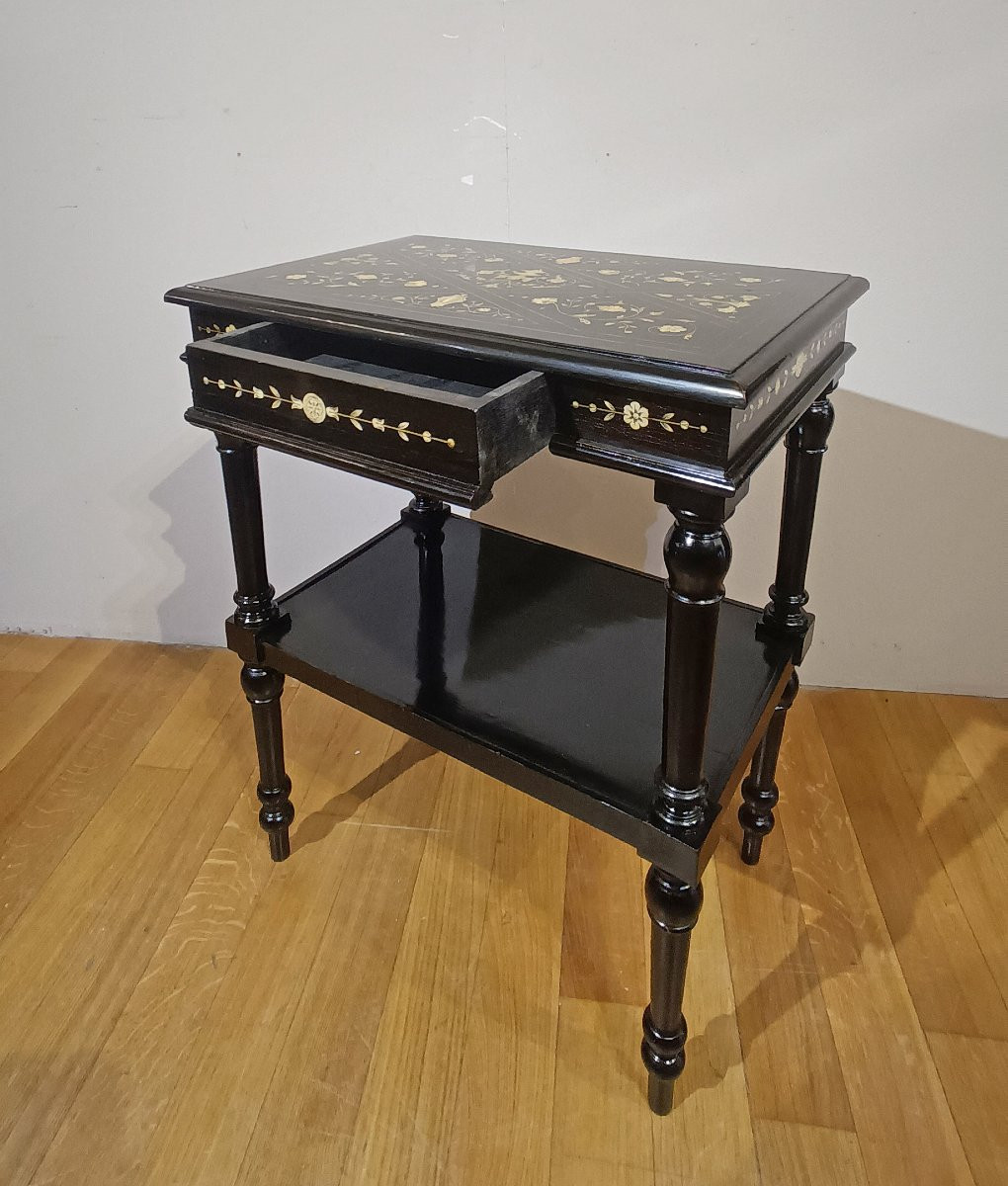 TAVOLINO EBANIZZATO CON INTARSI SECONDA META’ XIX SECOLO -photo-1