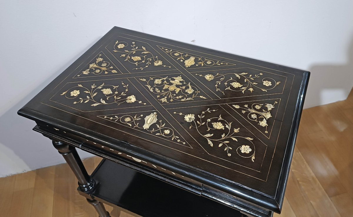 TAVOLINO EBANIZZATO CON INTARSI SECONDA META’ XIX SECOLO -photo-4