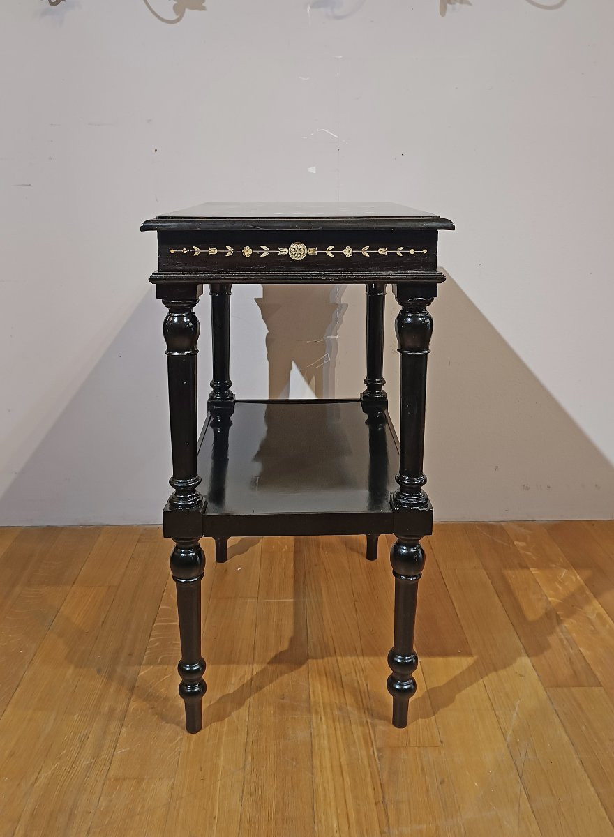 TAVOLINO EBANIZZATO CON INTARSI SECONDA META’ XIX SECOLO -photo-7