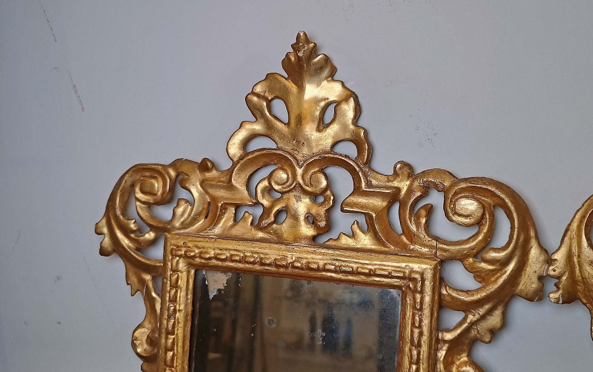 COPPIA DI PICCOLE SPECCHIERINE DORATE META’ DEL XIX SECOLO-photo-4