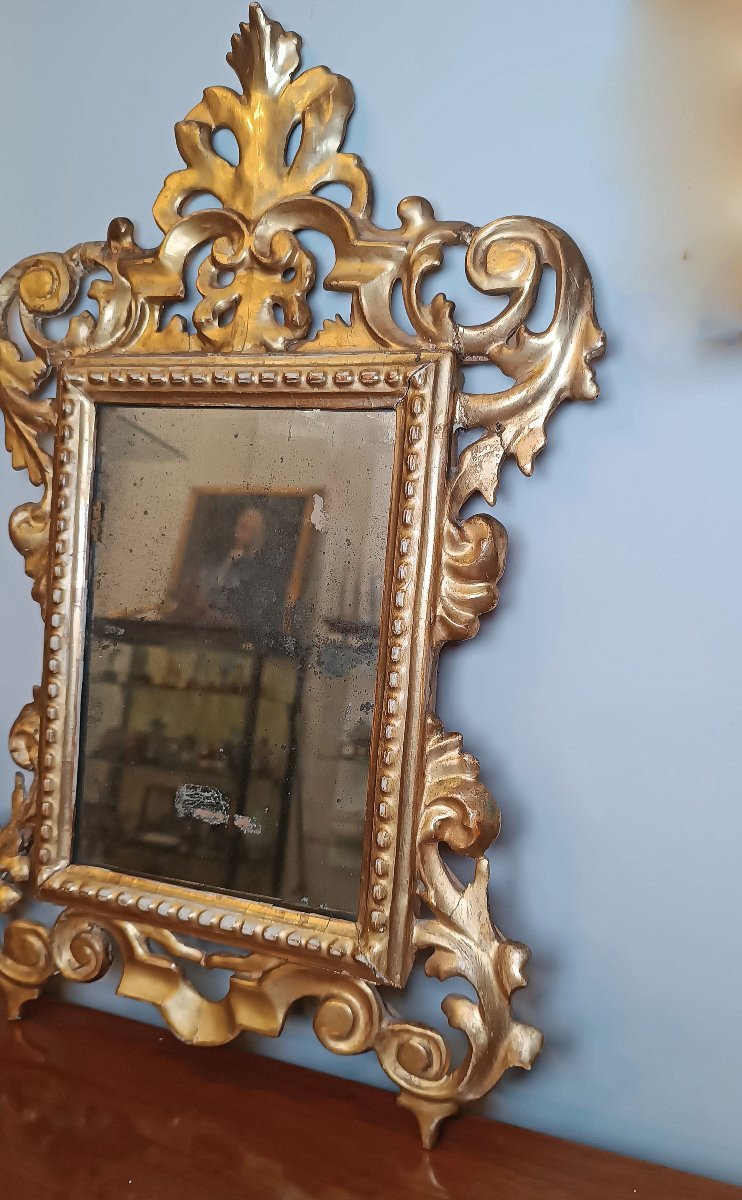 COPPIA DI PICCOLE SPECCHIERINE DORATE META’ DEL XIX SECOLO-photo-2